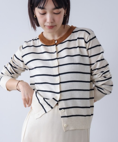 ボーダークルーカーディガン