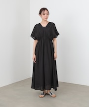 【Bab】【選べるサイズ展開】テープ刺繍ピンタックレースワンピース