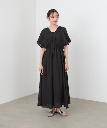 【Bab】【選べるサイズ展開】テープ刺繍ピンタックレースワンピース