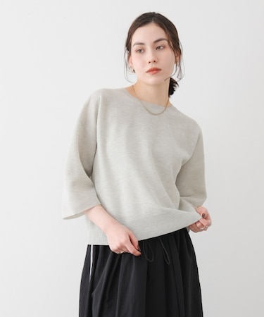 ラメ混総針ニットＴシャツ