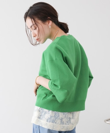 ラメ混総針ニットＴシャツ