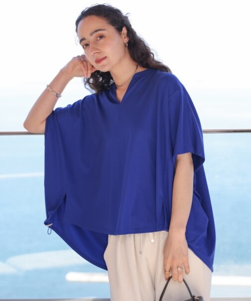 【UV/サラサラ/接触冷感】クリアクールスキッパープルオーバー