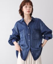 袖リブシアーデニムシャツ