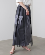 チュールドッキングフロントZIPパンツ