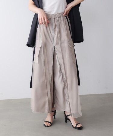 チュールドッキングフロントZIPパンツ