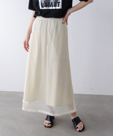 メッシュレイヤードフレアスカート