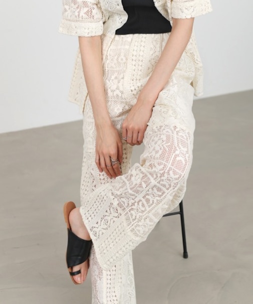 【サイズ展開あり/セットアップ対応】パッチワークレースパンツ