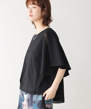 Wシルケットシフォンドッキングプルオーバー