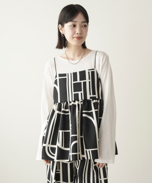 ブッチャー幾何学柄キャミソール