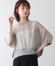 バック異素材ロゴトップス