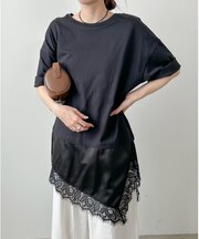 【Bab】裾レースドッキングカットソー