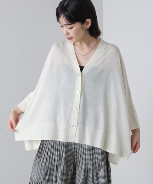 UVサラサラBOXシルエット前後差カーディガン