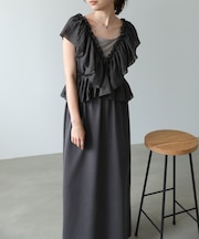 【Bab】【前後2WAY着用可能】【選べるサイズ展開】マルチWAYフリルスウェットワンピース