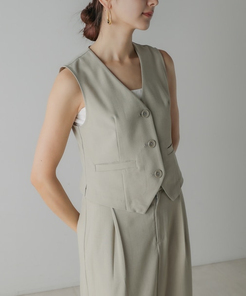 【CIEL'AIR】LINEN LIKE VEST (ﾘﾈﾝﾗｲｸﾍﾞｽﾄ）