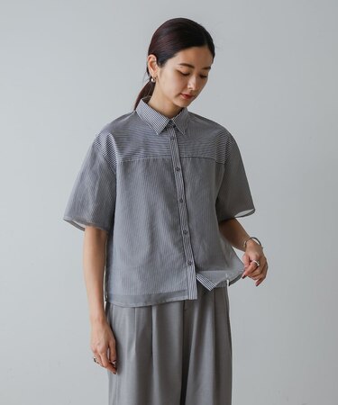 【CIEL'AIR】SHEER DOCKING SHIRT(ｼｱｰﾄﾞｯｷﾝｸﾞｼｬﾂ）