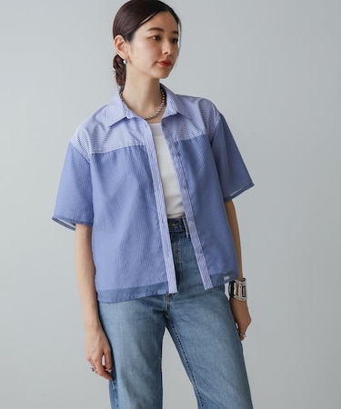 【CIEL'AIR】SHEER DOCKING SHIRT(ｼｱｰﾄﾞｯｷﾝｸﾞｼｬﾂ）