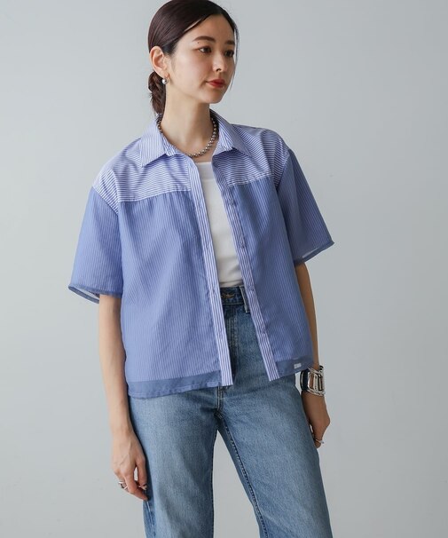 【CIEL'AIR】SHEER DOCKING SHIRT(ｼｱｰﾄﾞｯｷﾝｸﾞｼｬﾂ）