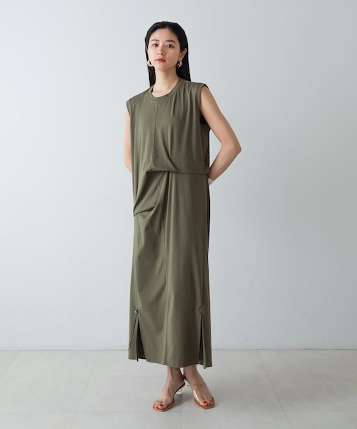 【CIEL'AIR】SLEEVELESS STACKED DRESS(ｽﾘｰﾌﾞﾚｽｽﾀｯｸﾄﾞﾄﾞﾚｽ）