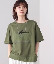 刺繍アンダーファスナーＴシャツ