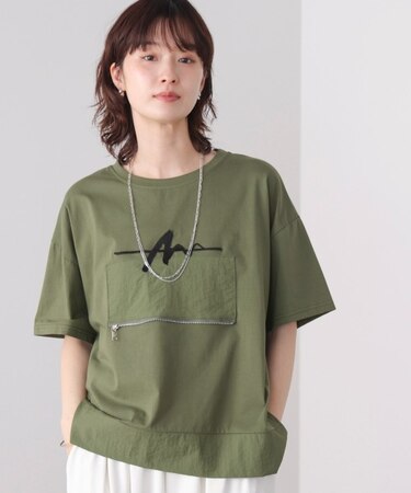 刺繍アンダーファスナーＴシャツ