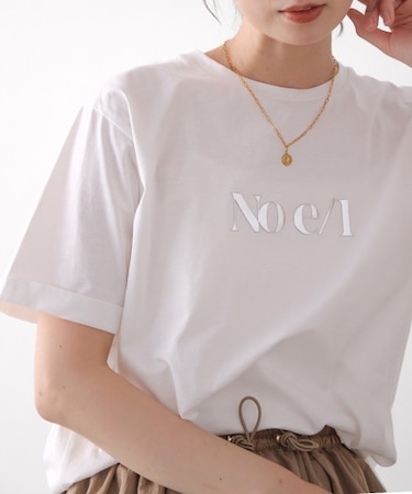 消耗加工綿天竺メタルロゴプリントTee
