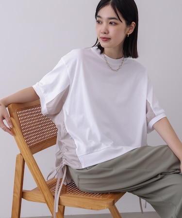 異素材コンビギャザープルオーバー