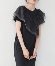 【Bab】【再登場・選べるサイズ展開】アシメフリルドッキングワンピース
