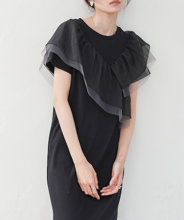 【Bab】【再登場・選べるサイズ展開】アシメフリルドッキングワンピース