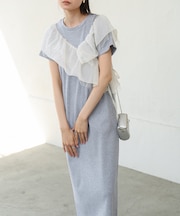 【Bab】【再登場・選べるサイズ展開】アシメフリルドッキングワンピース