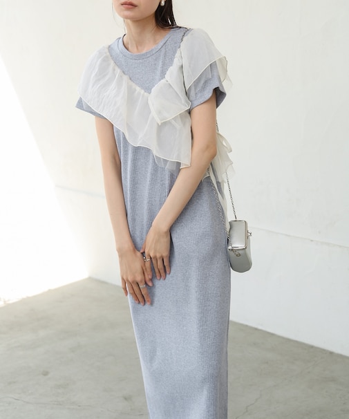 【Bab】【再登場・選べるサイズ展開】アシメフリルドッキングワンピース