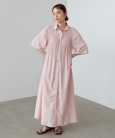 【Bab】【再登場・選べるサイズ展開】ビスチェ風シャツワンピース