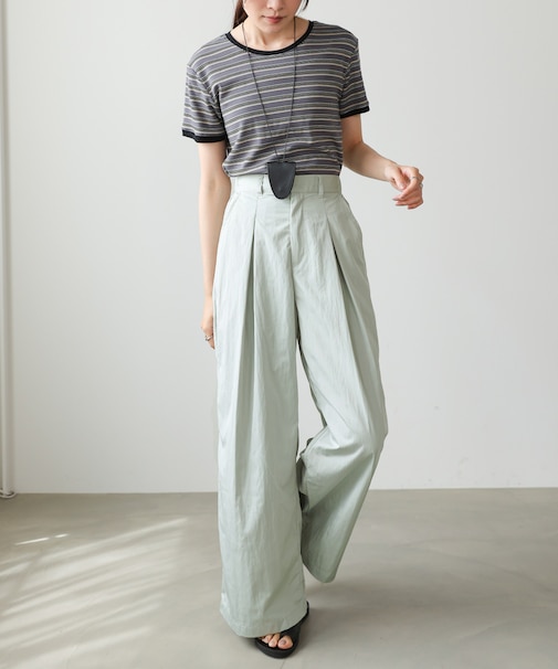 【Bab】【サイズ展開あり】ボリュームワイドタックパンツ