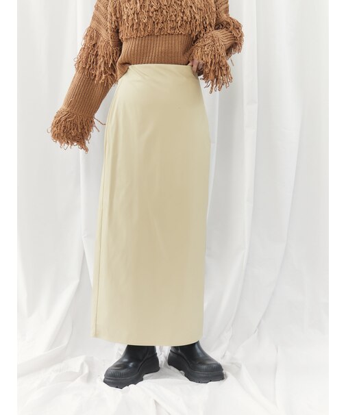 【ウォッシャブル加工】FAUX LEATHER SKIRT(フェイクレザースカート)