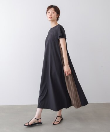 【接触冷感】脇プリーツワンピース