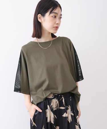 メッシュ切替カットソー