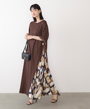 アシンメトリー異素材ドッキングワンピース