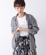 パウダーシルクデニムブラウス