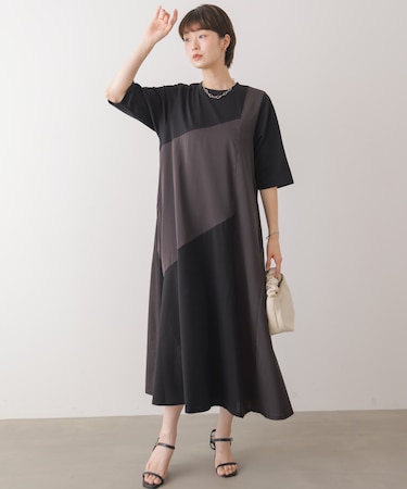 【吸水速乾/UVカット】【サイズ展開あり】ジオメトリックブロッキングワンピース