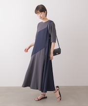 【吸水速乾／UVカット】【サイズ展開あり】ジオメトリックブロッキングワンピース