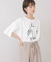 箔エンボス五分袖Tシャツ