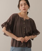 麻調シアーボイルブラウス