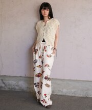 【Bab】ボタニカルプリントイージーパンツ
