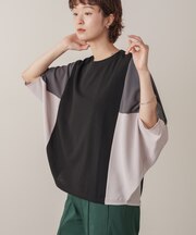 異素材配色ドルマンプルオーバー