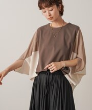 異素材配色ドルマンプルオーバー