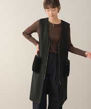 ファーポケットロングVベスト