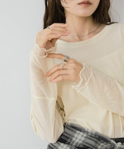 【Bab】【レイヤードにもおすすめ◎】シアーベロアチュールカフストップス