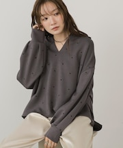 【Bab】【ふんわり柔らか素材◎】パウンドストレッチドットトップス