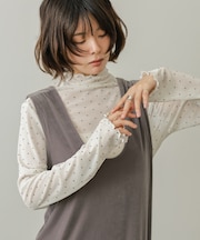 【Bab】【一枚でもインナー使いにもおすすめ◎】ピンドットシアータートル