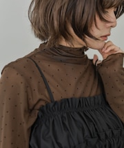 【Bab】【一枚でもインナー使いにもおすすめ◎】ピンドットシアータートル