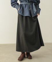 スウェードタッチカットフレアスカート